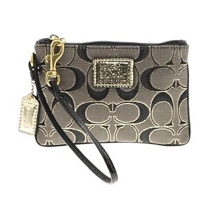 Coach Black and Gold Poppy Wristlet